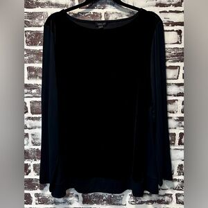 J Jill Wearever Collection Velour Mixed Material Minimalist Top Size XL